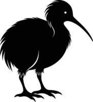 A black and white silhouette of a kiwi bird vector