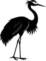 A silhouette of a crane bird standing on a white background vector