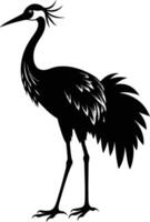 A silhouette of a crane bird standing on a white background vector