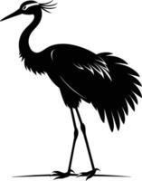 A silhouette of a crane bird standing on a white background vector