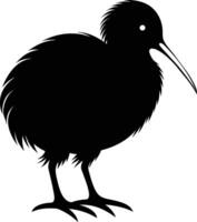 A black and white silhouette of a kiwi bird vector