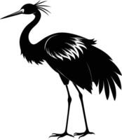 A silhouette of a crane bird standing on a white background vector