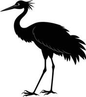 A silhouette of a crane bird standing on a white background vector