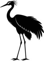 A silhouette of a crane bird standing on a white background vector