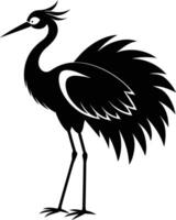 A silhouette of a crane bird standing on a white background vector