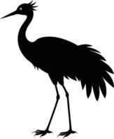 A silhouette of a crane bird standing on a white background vector