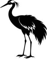 A silhouette of a crane bird standing on a white background vector