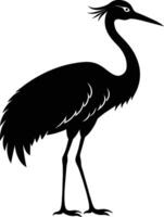 A silhouette of a crane bird standing on a white background vector