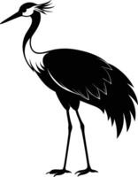 A silhouette of a crane bird standing on a white background vector