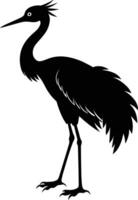 A silhouette of a crane bird standing on a white background vector