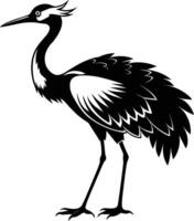 A silhouette of a crane bird standing on a white background vector