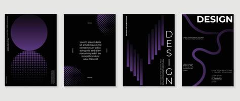Abstract gradient background set. Minimalist style cover template with vibrant perspective 3d geometric prism shapes collection. Ideal design for social media, poster, cover, banner, flyer. vector