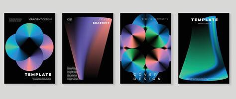 Abstract gradient background set. Minimalist style cover template with vibrant perspective 3d geometric prism shapes collection. Ideal design for social media, poster, cover, banner, flyer. vector