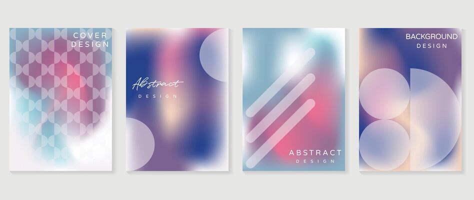 Abstract gradient background set. Minimalist style cover template with vibrant perspective 3d geometric prism shapes collection. Ideal design for social media, poster, cover, banner, flyer.