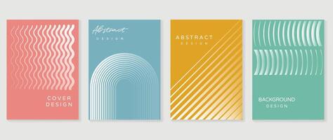 Abstract gradient background set. Minimalist style cover template with pastel perspective 3d geometric prism shapes collection. Ideal design for social media, poster, cover, banner, flyer. vector