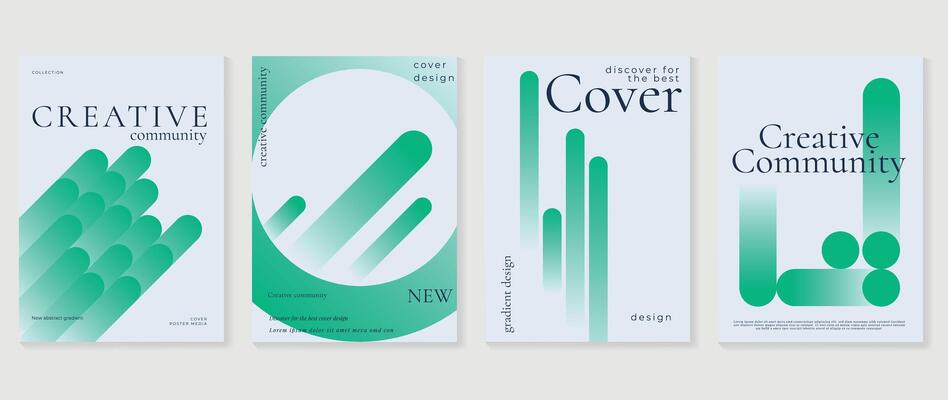 Abstract gradient background set. Minimalist style cover template with vibrant perspective 3d geometric prism shapes collection. Ideal design for social media, poster, cover, banner, flyer.