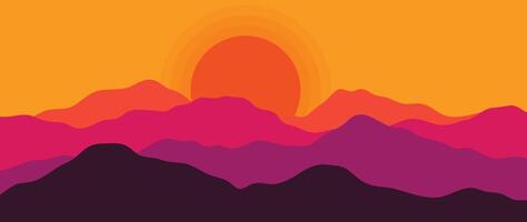 Mountain minimal background . Abstract landscape hills with earth tone, sunset, moon. Nature view illustration design for home decor, wallpaper, prints, banner, interior decor. vector