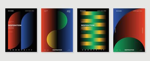 Abstract gradient background set. Minimalist style cover template with vibrant perspective 3d geometric prism shapes collection. Ideal design for social media, poster, cover, banner, flyer. vector