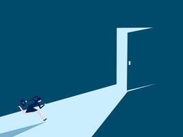 concept of career success. businesswoman goes to the door vector