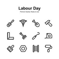 Pack of labor day icons in trendy design isolated on white background vector