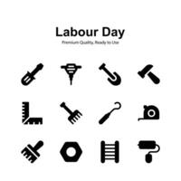 Pack of labor day icons in trendy design isolated on white background vector