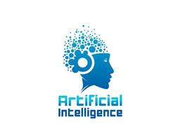 Ai artificial intelligence icon, computer brain vector