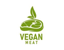 Vegan meat icon, vegetable beef steak, emblem vector