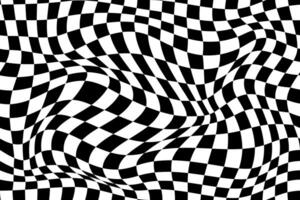 Wavy optical illusion checker pattern background vector