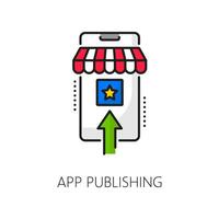 Cellphone application develop and publishing icon vector
