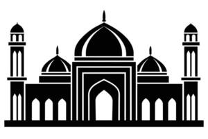 Beautiful islamic mosque Illustration Silhouetted vector