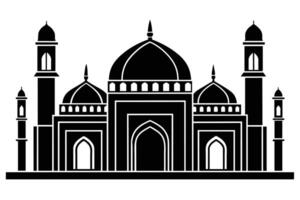 Beautiful islamic mosque Illustration Silhouetted vector