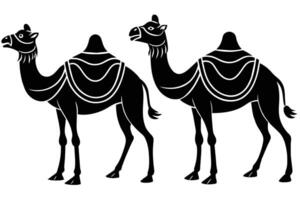 Sacrificial Camel animals for Eid-ul-Azha Illustration Silhouetted vector