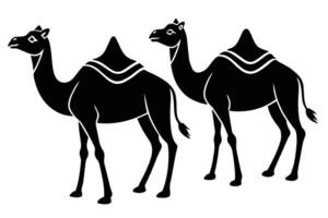 Sacrificial Camel animals for Eid-ul-Azha Illustration Silhouetted vector