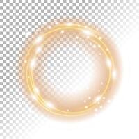 Round Gold Shiny Frame with Light Bursts on A White Pattern vector