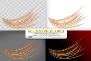 dorado línea de luz, en varios antecedentes vector
