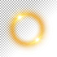 Round Gold Shiny Frame with Light Bursts on A White Pattern vector