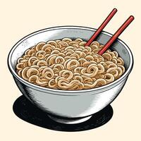 Ramen noodles Bowl with stick vector