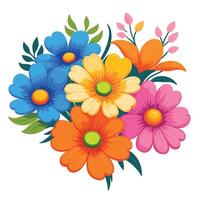 Colorful Floral Vintage Engraved Flowers vector