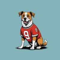 A Dog Wears American Football Jersey vector