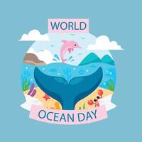 World oceans day in paper style concept vector