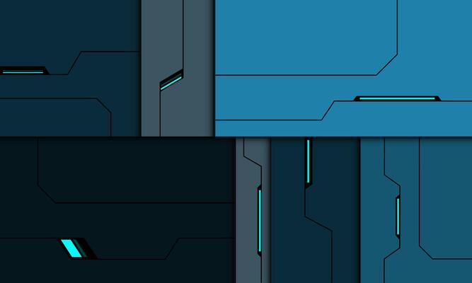 Abstract blue grey squares block black line circuit cyber shadow geometric technology futuristic design modern creative background