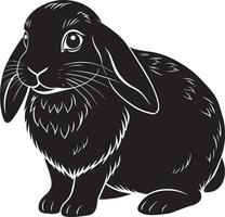 Conejo - negro y blanco ilustración, vector