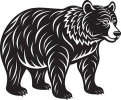 Black and White Bear. illustration. Isolated on white background. vector