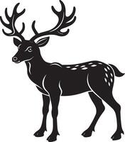 Deer - Black and White Illustration, Isolated On White Background vector