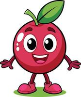 Cute cherry fruit character isolated on a white background illustration. vector