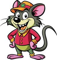 Cartoon mouse dressed as a pirate. clip art illustration. vector