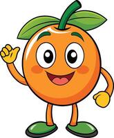 Cartoon character of orange fruit isolated on white background illustration. vector