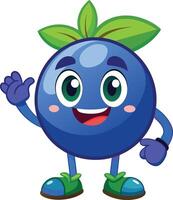 Cute blueberry character isolated on white background. illustration. vector