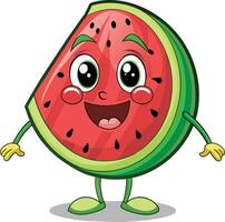 Watermelon fruit character cartoon in the shape of a watermelon illustration vector