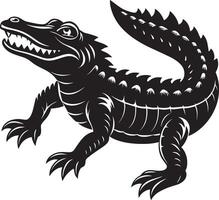 Crocodile - Black and White Illustration Isolated on White Background vector